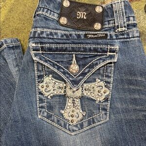 Miss Me Women's Denim Boot Cut Jeans with Embellished Pockets
